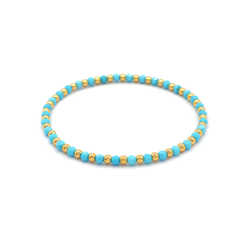 Natural Stone Beads With Gold Plated 925 Sterling Silver Brass Beads Bracelet