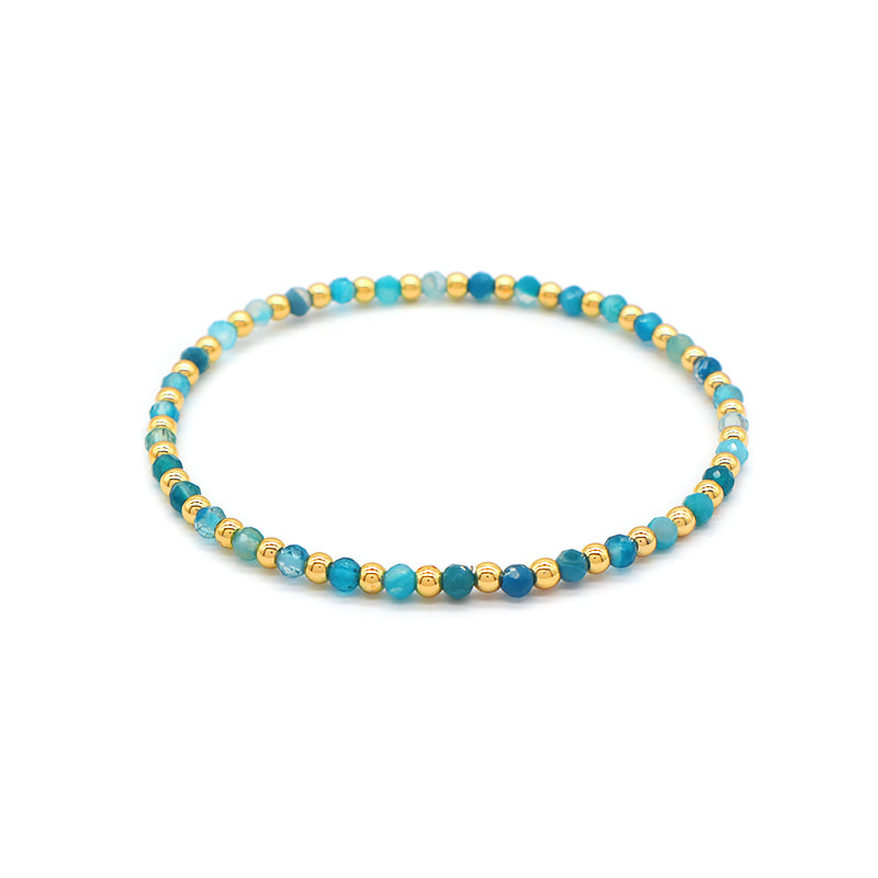 Natural Stone Beads With Gold Plated 925 Sterling Silver Brass Beads Bracelet
