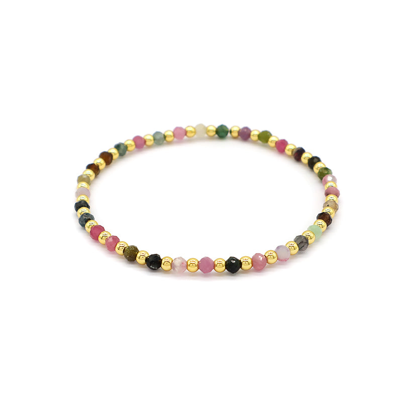 Natural Stone Beads With Gold Plated 925 Sterling Silver Brass Beads Bracelet