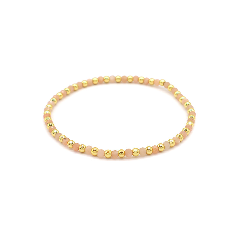 Natural Stone Beads With Gold Plated 925 Sterling Silver Brass Beads Bracelet