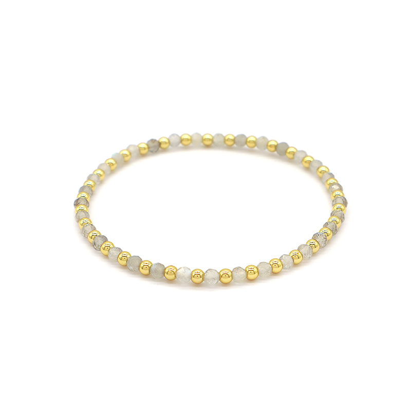 Natural Stone Beads With Gold Plated 925 Sterling Silver Brass Beads Bracelet