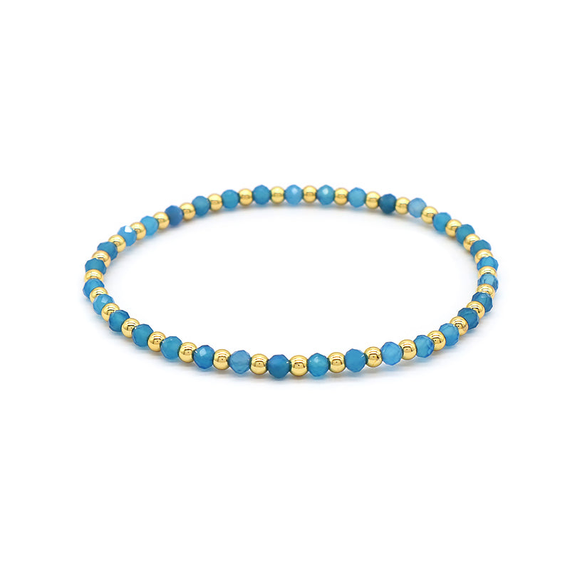 Natural Stone Beads With Gold Plated 925 Sterling Silver Brass Beads Bracelet