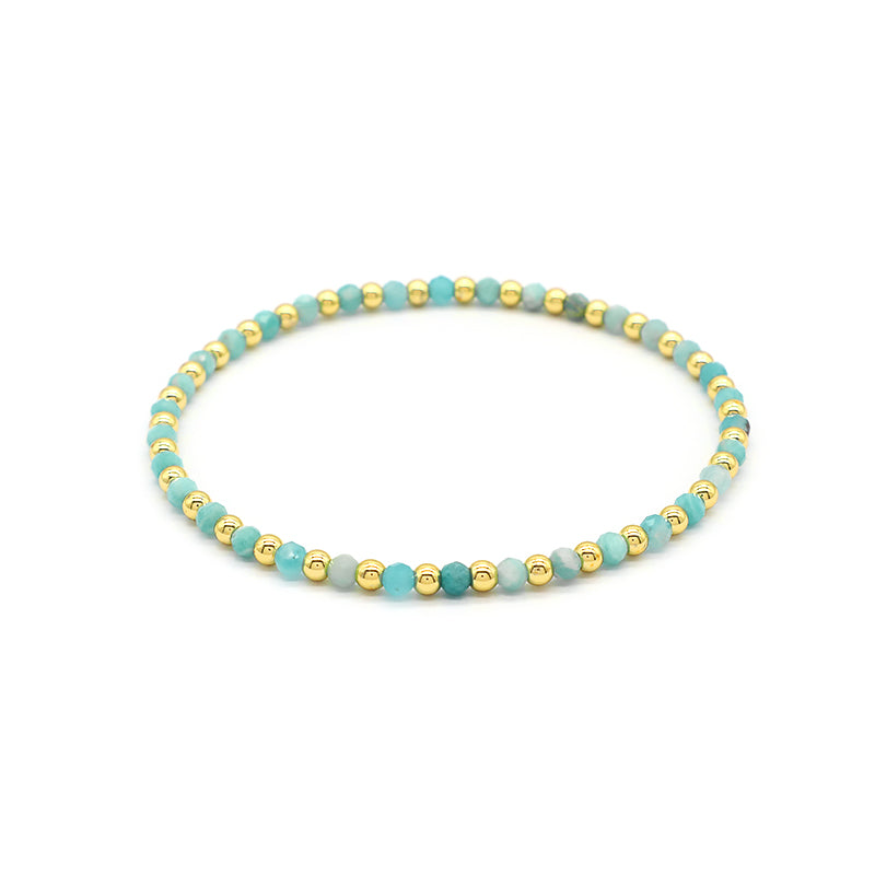 Natural Stone Beads With Gold Plated 925 Sterling Silver Brass Beads Bracelet