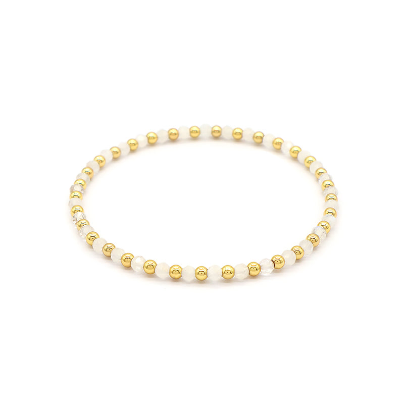 Natural Stone Beads With Gold Plated 925 Sterling Silver Brass Beads Bracelet