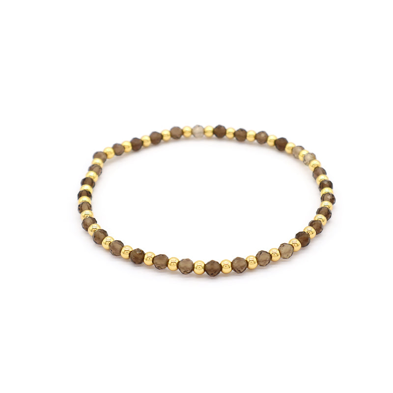 Natural Stone Beads With Gold Plated 925 Sterling Silver Brass Beads Bracelet