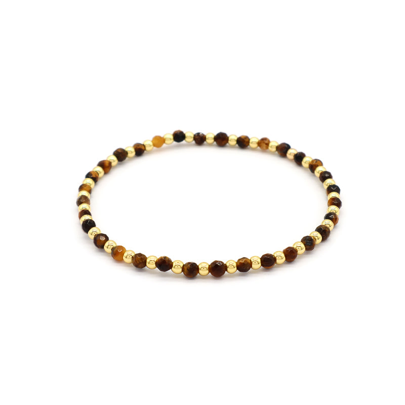 Natural Stone Beads With Gold Plated 925 Sterling Silver Brass Beads Bracelet