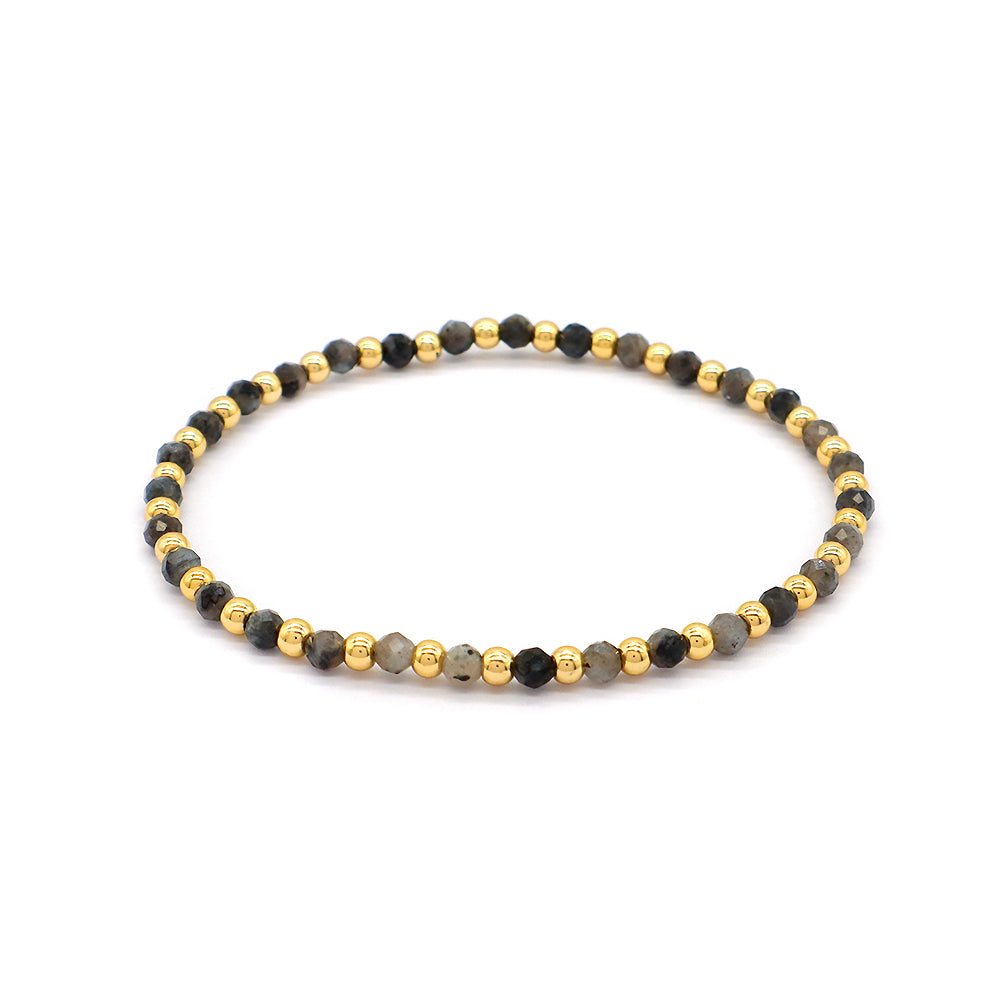 Natural Stone Beads With Gold Plated 925 Sterling Silver Brass Beads Bracelet