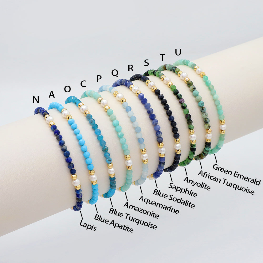 Natural Stone Fresh Water Pearl With 925 Sterling Silver Beads Bracelet