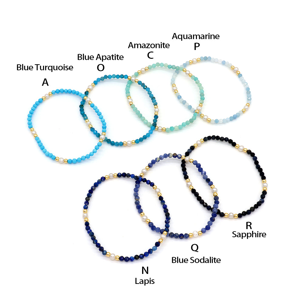 Natural Stone Fresh Water Pearl With 925 Sterling Silver Beads Bracelet