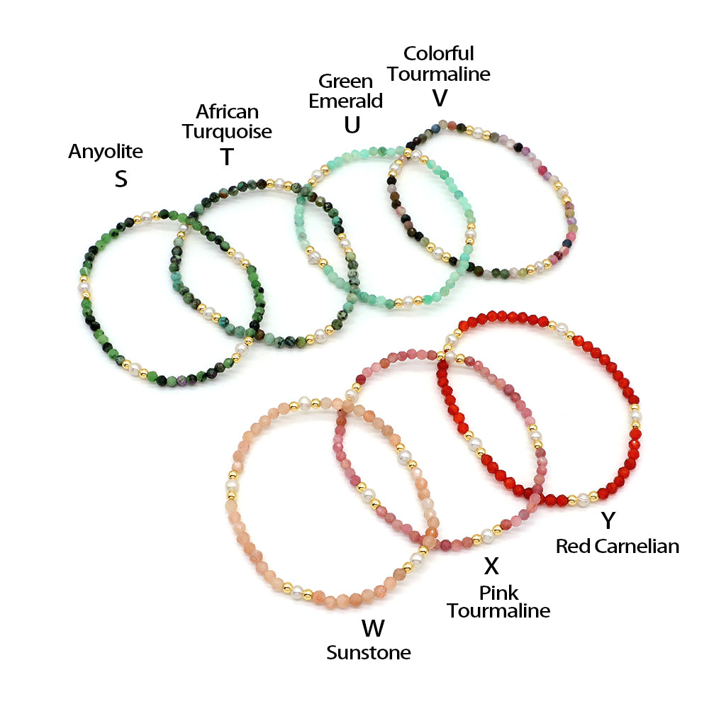 Natural Stone Fresh Water Pearl With 925 Sterling Silver Beads Bracelet