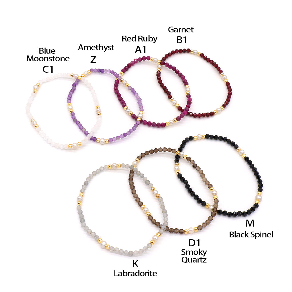 Natural Stone Fresh Water Pearl With 925 Sterling Silver Beads Bracelet