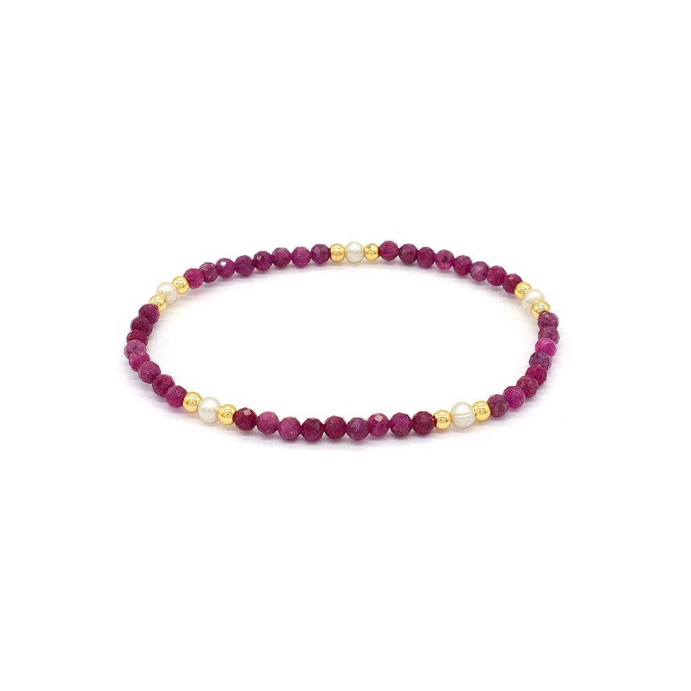 Natural Stone Fresh Water Pearl With 925 Sterling Silver Beads Bracelet