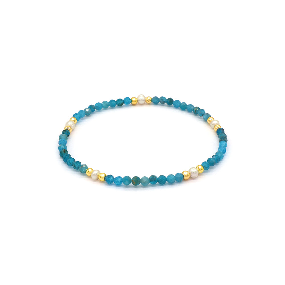 Natural Stone Fresh Water Pearl With 925 Sterling Silver Beads Bracelet