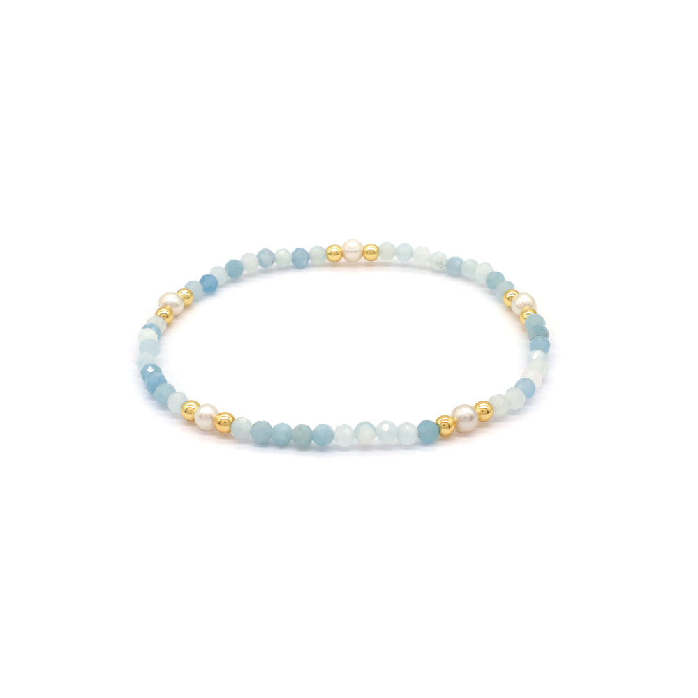 Natural Stone Fresh Water Pearl With 925 Sterling Silver Beads Bracelet