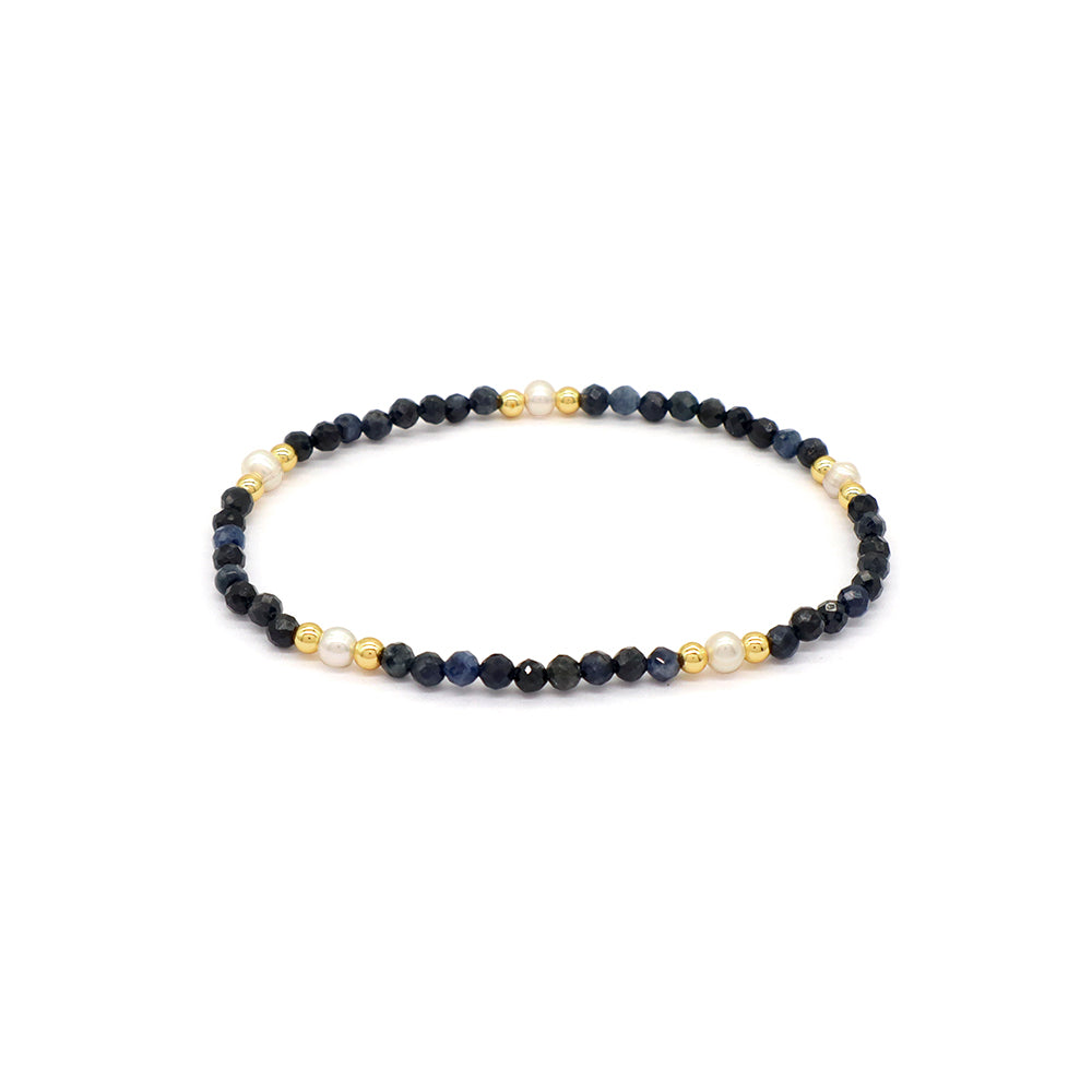 Natural Stone Fresh Water Pearl With 925 Sterling Silver Beads Bracelet