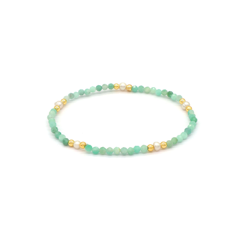 Natural Stone Fresh Water Pearl With 925 Sterling Silver Beads Bracelet