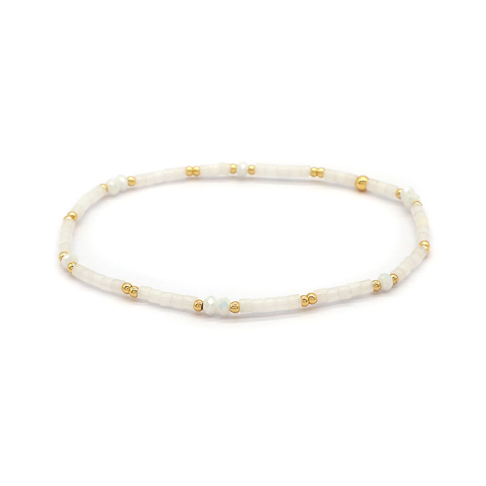 Natural Stone Beads With Glass Crystal Beads Bracelet