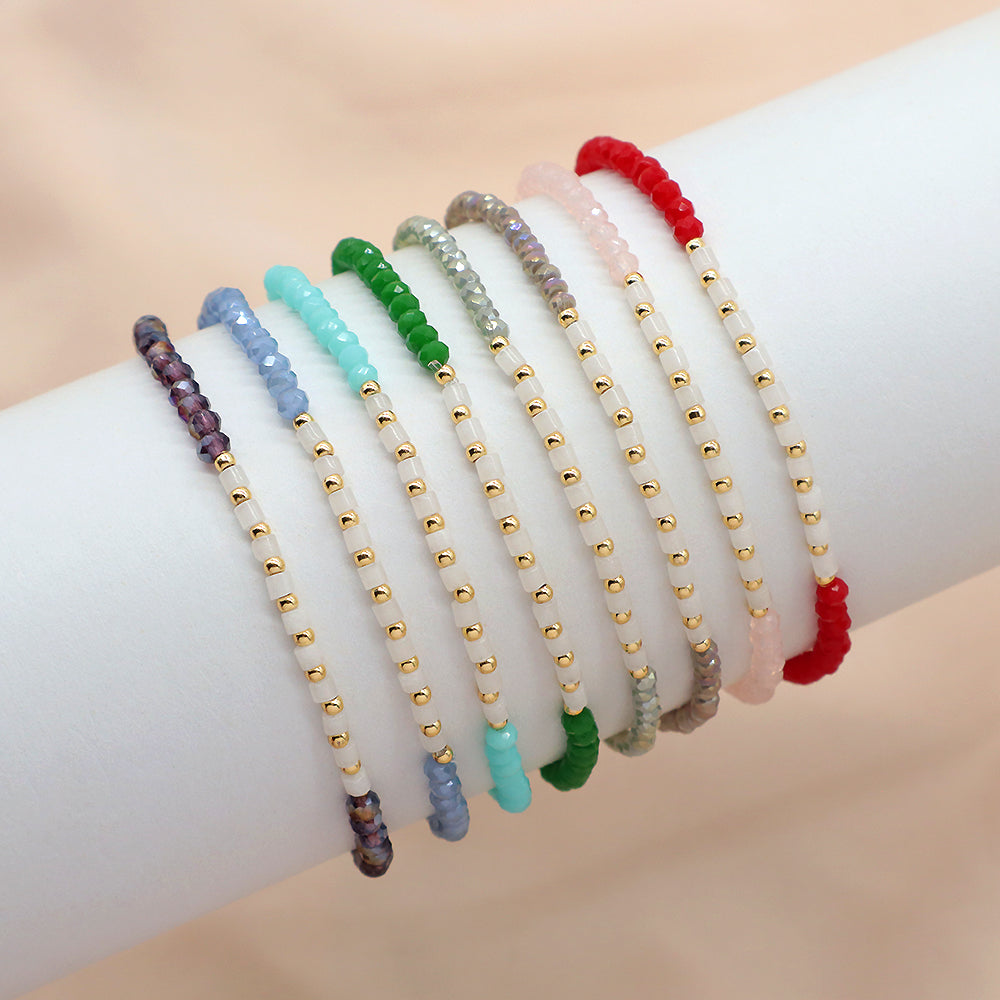 Glass Crystal Beads Bracelet With Natural Stone Beads