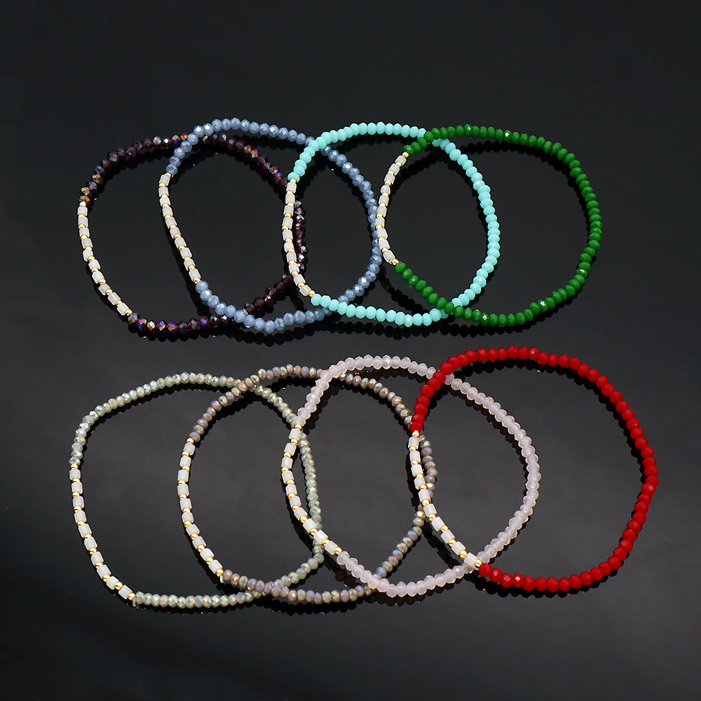 Glass Crystal Beads Bracelet With Natural Stone Beads