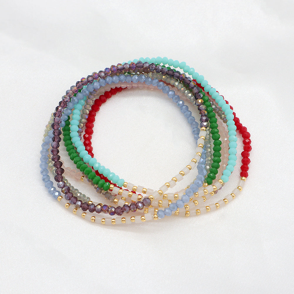 Glass Crystal Beads Bracelet With Natural Stone Beads