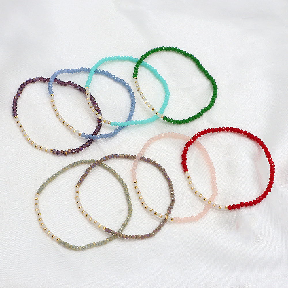 Glass Crystal Beads Bracelet With Natural Stone Beads