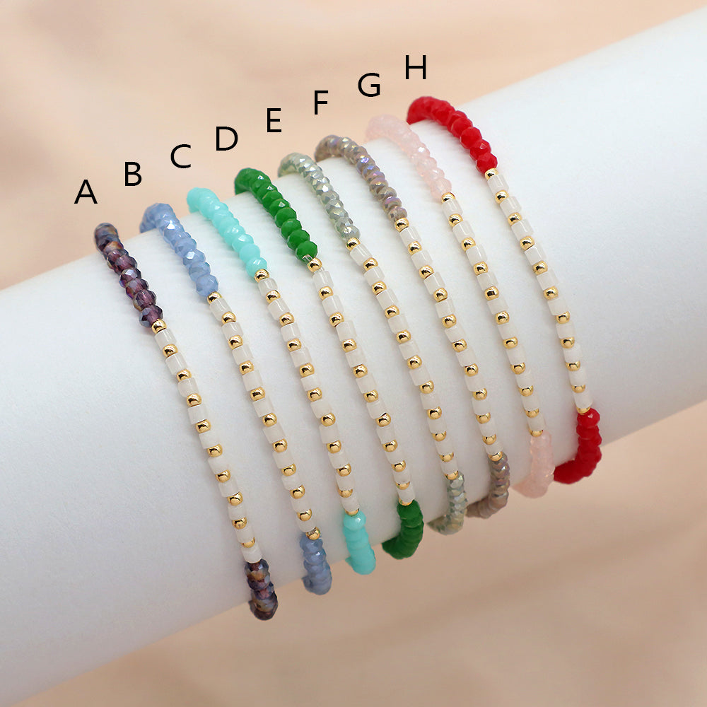 Glass Crystal Beads Bracelet With Natural Stone Beads