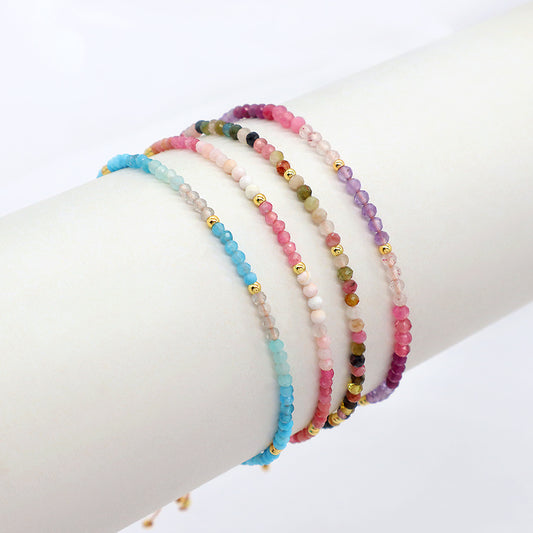 Multi-color Natural Stone Beads Handmade Macrame Bracelet With Fresh Water Pearl