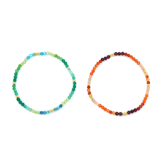 Colorful Natural Stone Beads With Gold Plated Brass Beads Bracelet