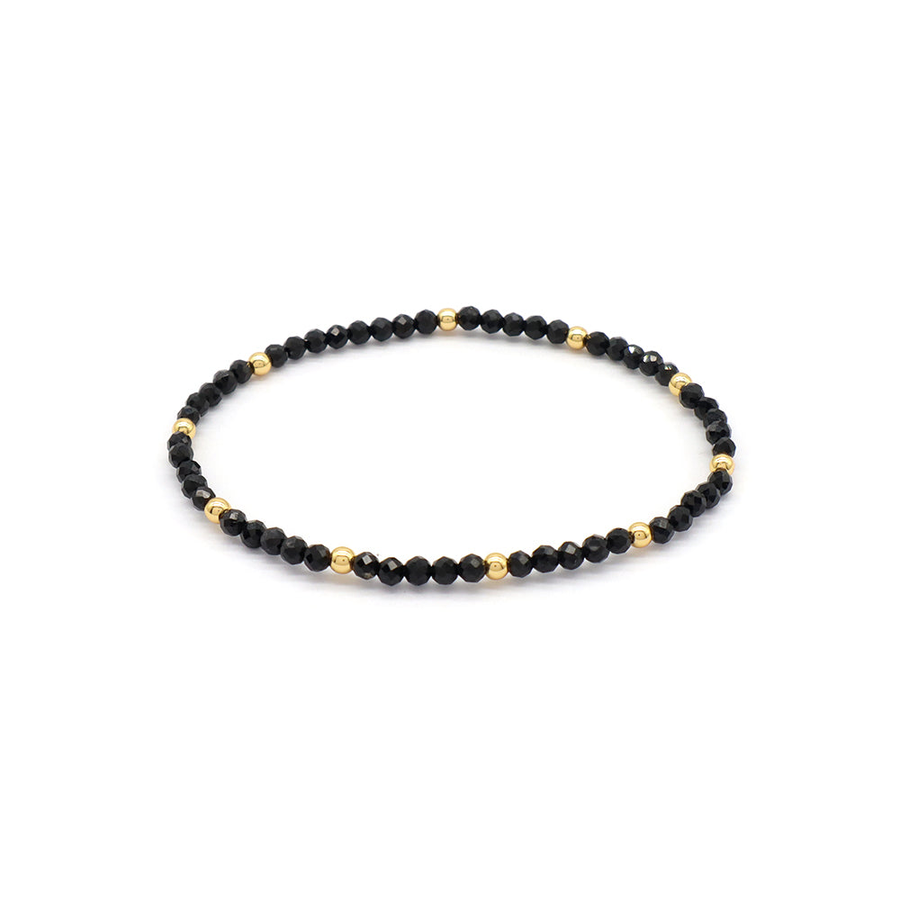 Natural Stone With 925 Sterling Silver Beads Elastic Bracelet