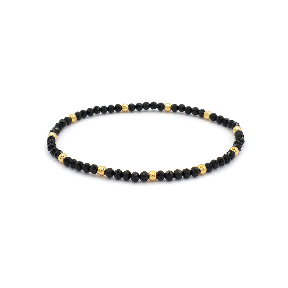 Natural Stone With 925 Sterling Silver Beads Elastic Bracelet