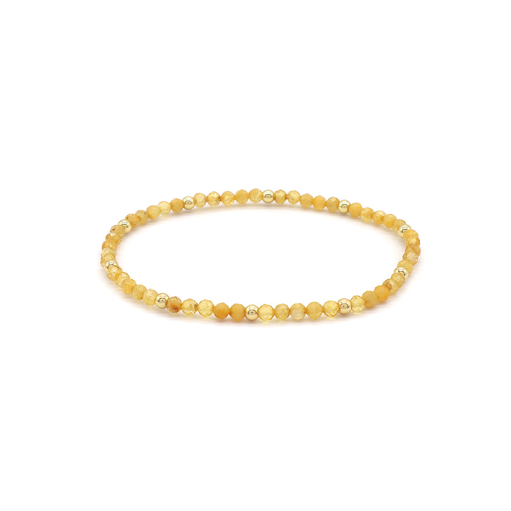 Natural Stone With 925 Sterling Silver Beads Elastic Bracelet