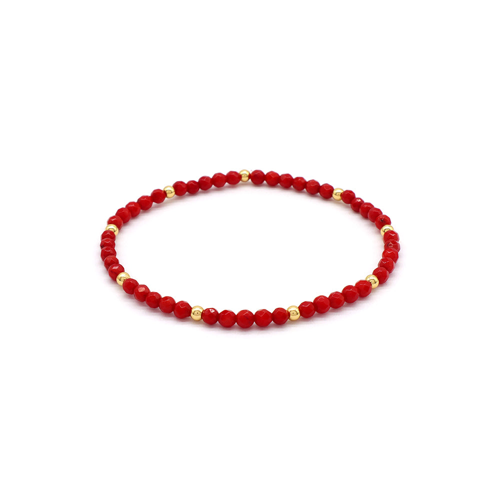 Natural Stone With 925 Sterling Silver Beads Elastic Bracelet