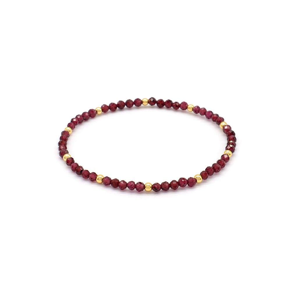 Natural Stone With 925 Sterling Silver Beads Elastic Bracelet