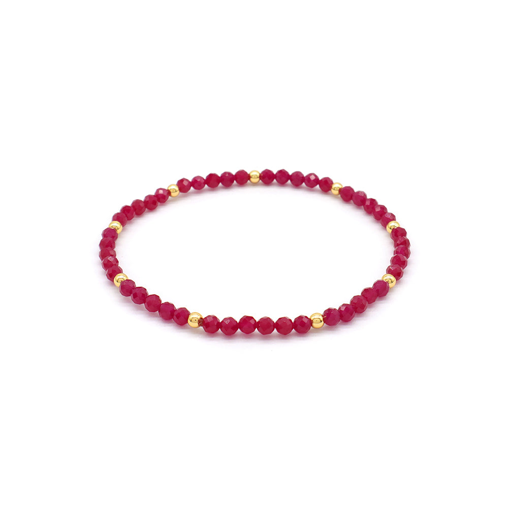 Natural Stone With 925 Sterling Silver Beads Elastic Bracelet