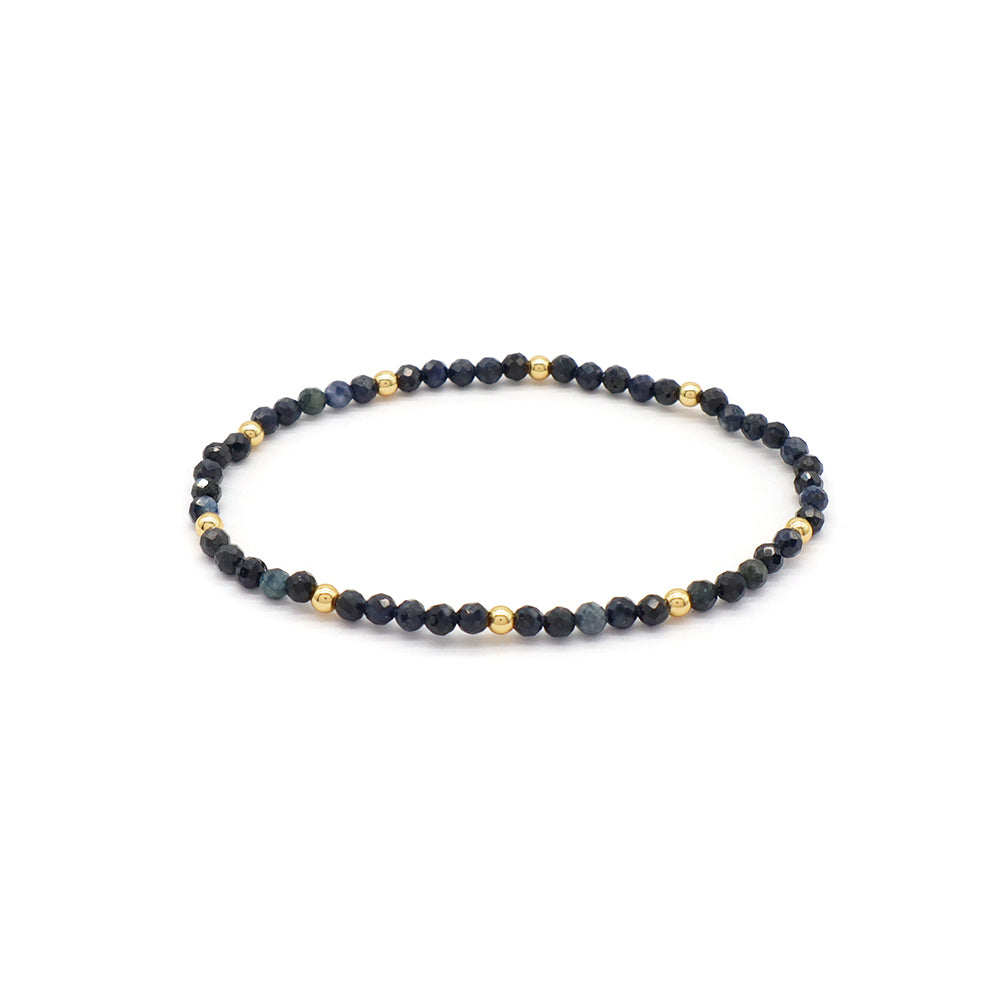 Natural Stone With 925 Sterling Silver Beads Elastic Bracelet