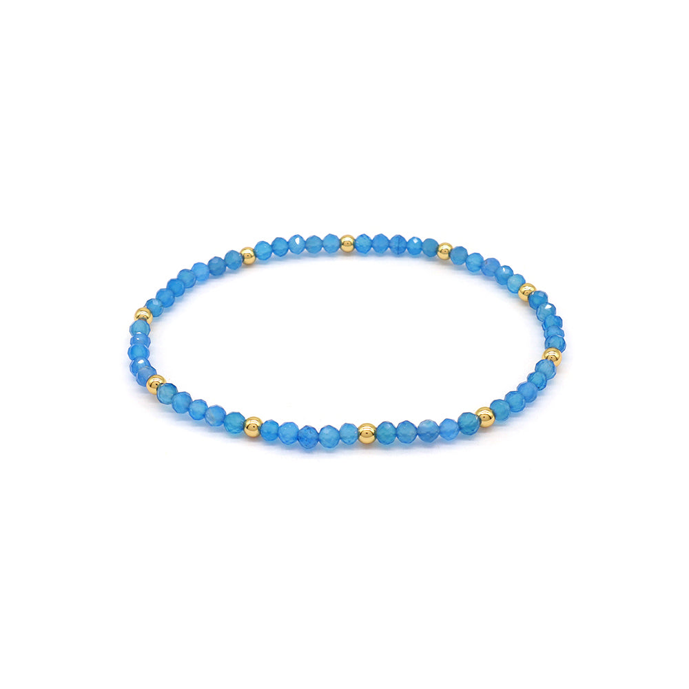 Natural Stone With 925 Sterling Silver Beads Elastic Bracelet