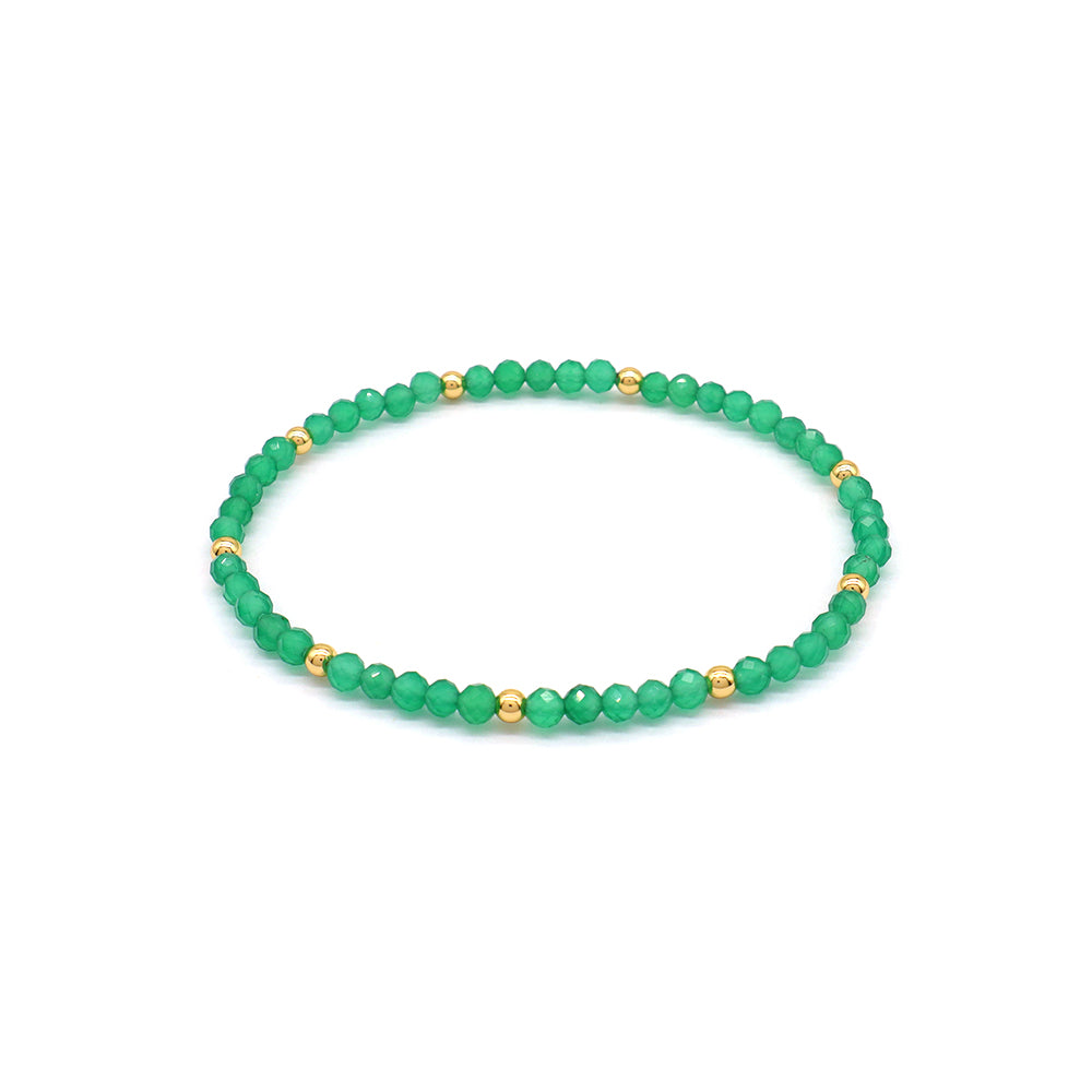 Natural Stone With 925 Sterling Silver Beads Elastic Bracelet