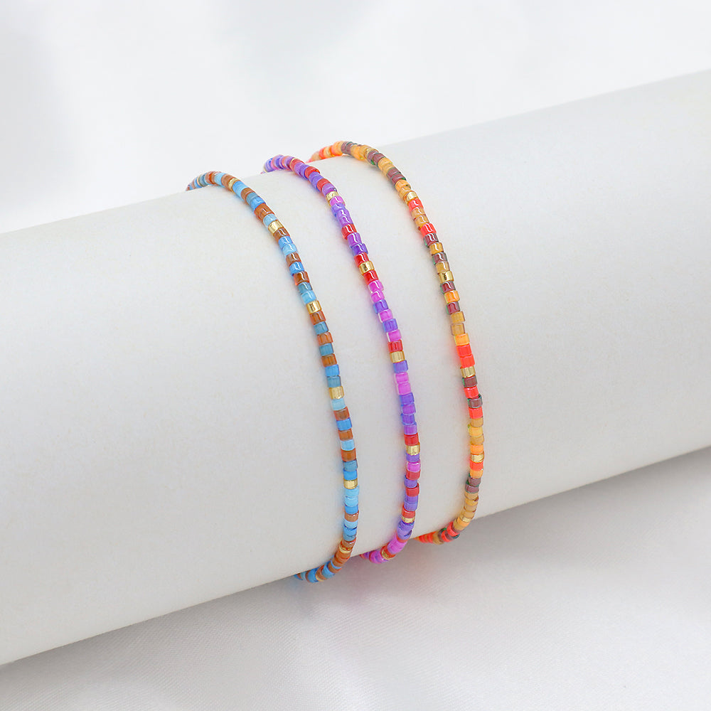 Multi-colour Miyuki Beads Elastic Adjustable Bracelet