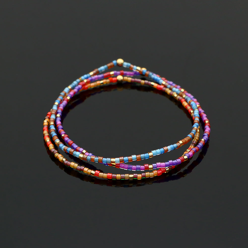 Multi-colour Miyuki Beads Elastic Adjustable Bracelet