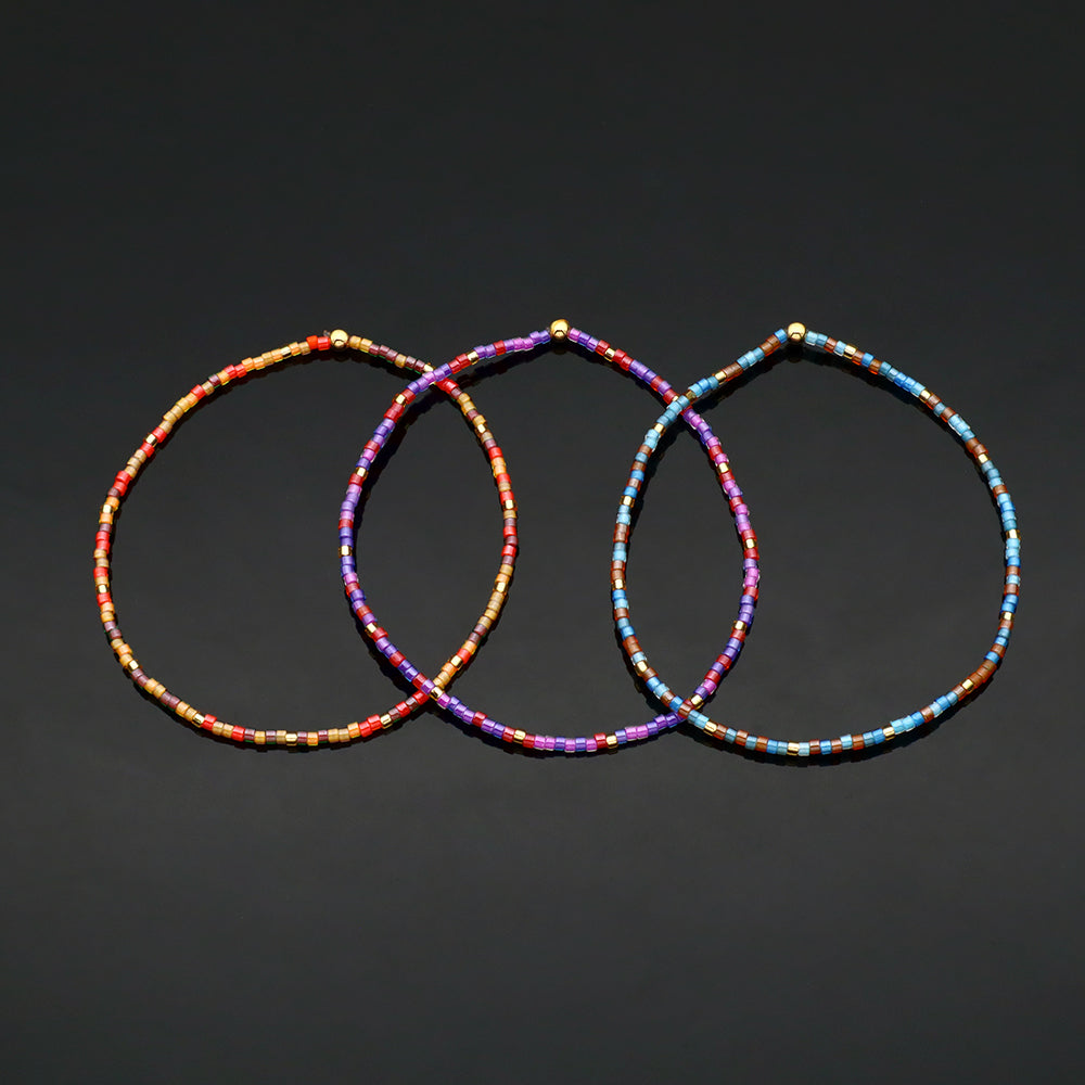 Multi-colour Miyuki Beads Elastic Adjustable Bracelet