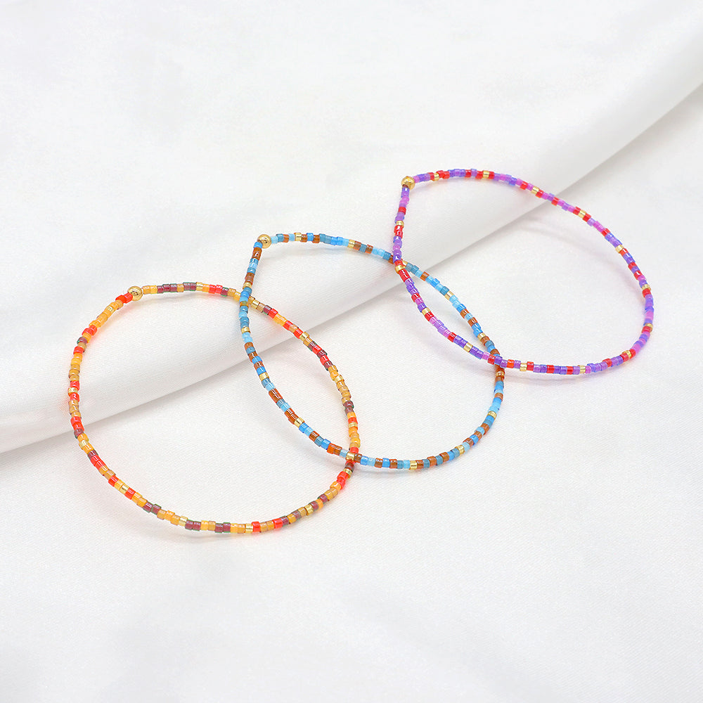 Multi-colour Miyuki Beads Elastic Adjustable Bracelet