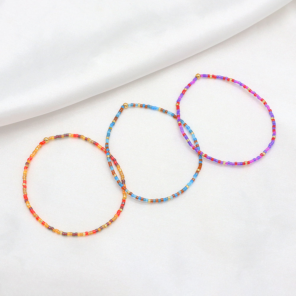 Multi-colour Miyuki Beads Elastic Adjustable Bracelet