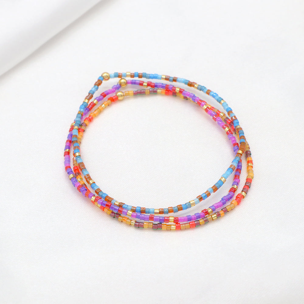 Multi-colour Miyuki Beads Elastic Adjustable Bracelet
