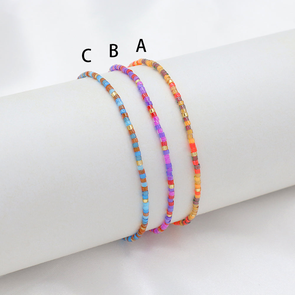 Multi-colour Miyuki Beads Elastic Adjustable Bracelet