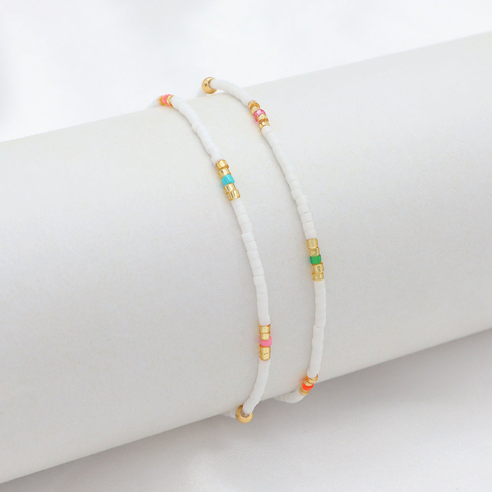 Multi-colour Miyuki Beads Elastic Adjustable Bracelet