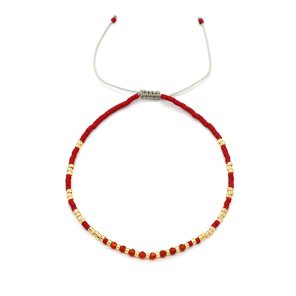 OEM Handmade Adjustable 925 Sterling Silver Woven Macrame Miyuki Natural Stone Beads Bracelet