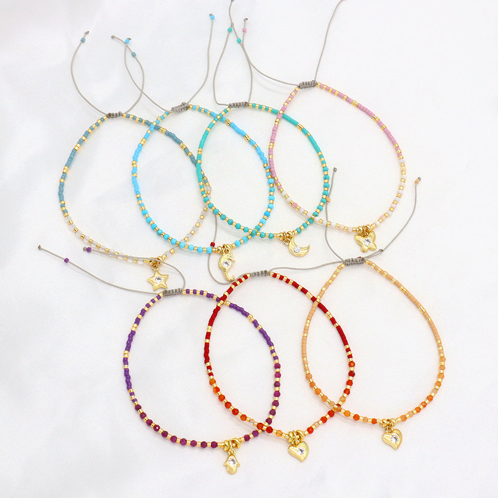 Handmade Adjustable 925 Sterling Silver Woven Macrame Miyuki Natural Stone Beads Bracelet