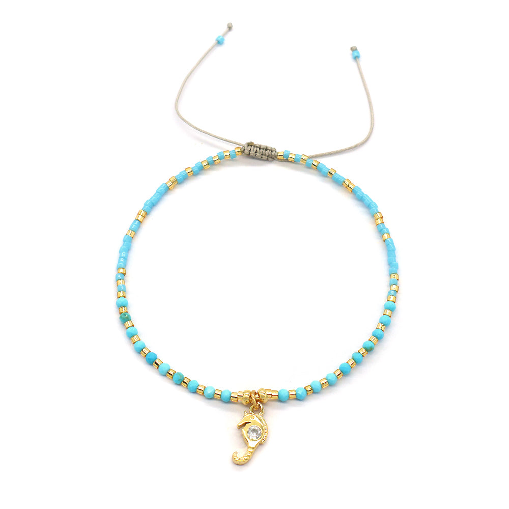 Handmade Adjustable 925 Sterling Silver Woven Macrame Miyuki Natural Stone Beads Bracelet