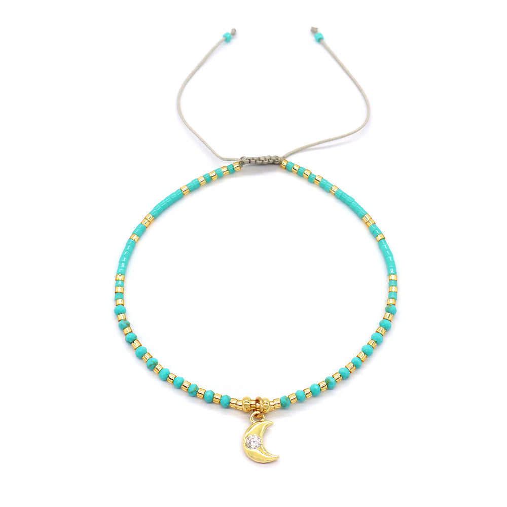 Handmade Adjustable 925 Sterling Silver Woven Macrame Miyuki Natural Stone Beads Bracelet