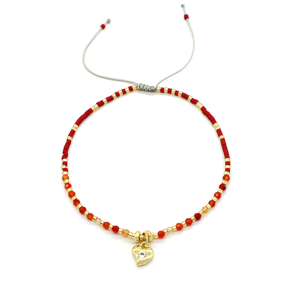 Handmade Adjustable 925 Sterling Silver Woven Macrame Miyuki Natural Stone Beads Bracelet